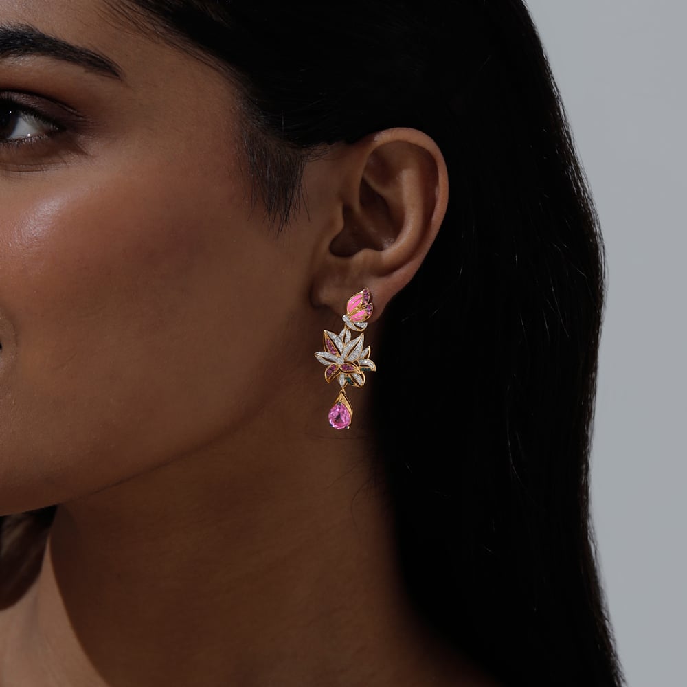 Blossoming Radiance Diamond Drop Earrings,,hi-res image number null