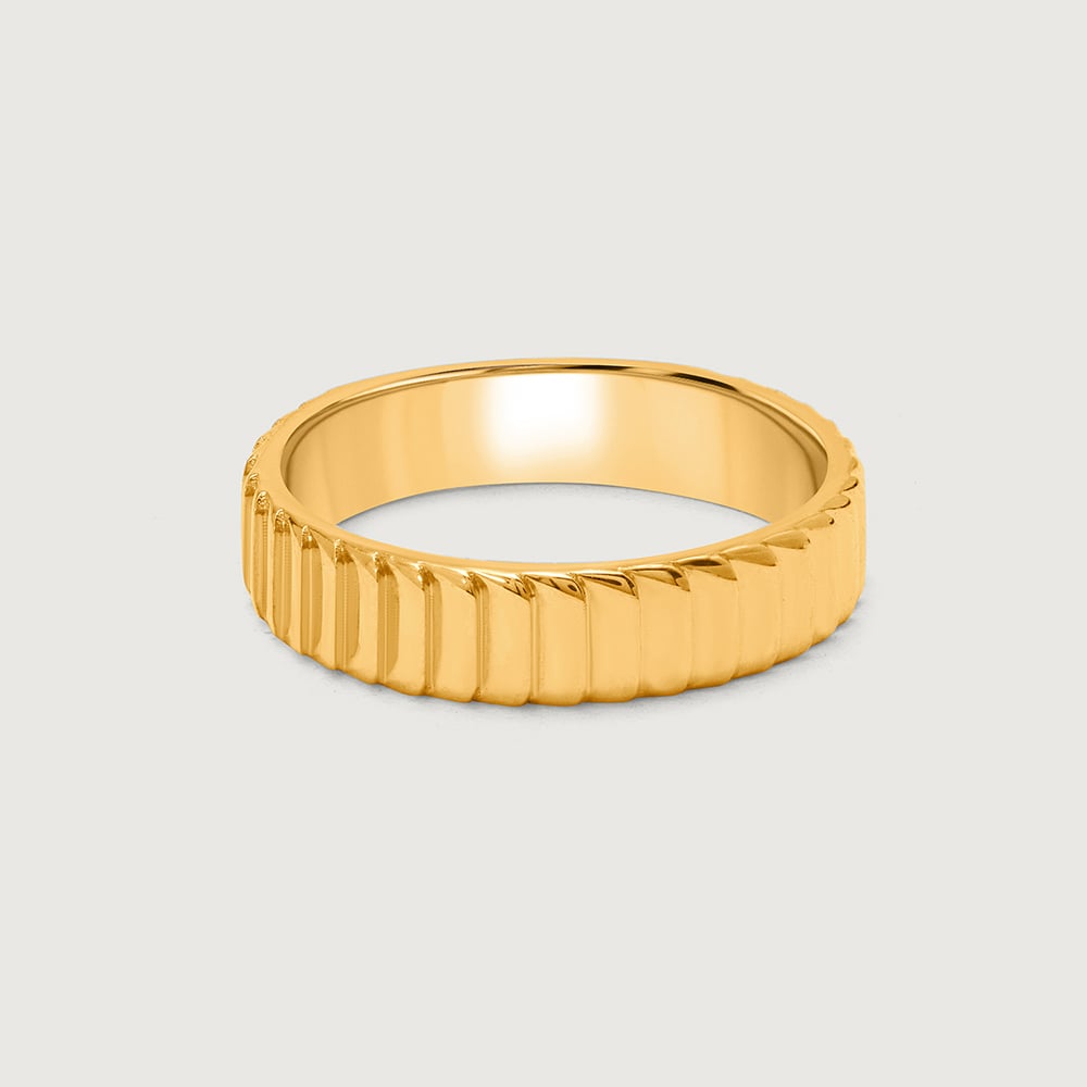 Grooved Glory 18KT Gold Finger Ring,,hi-res image number null