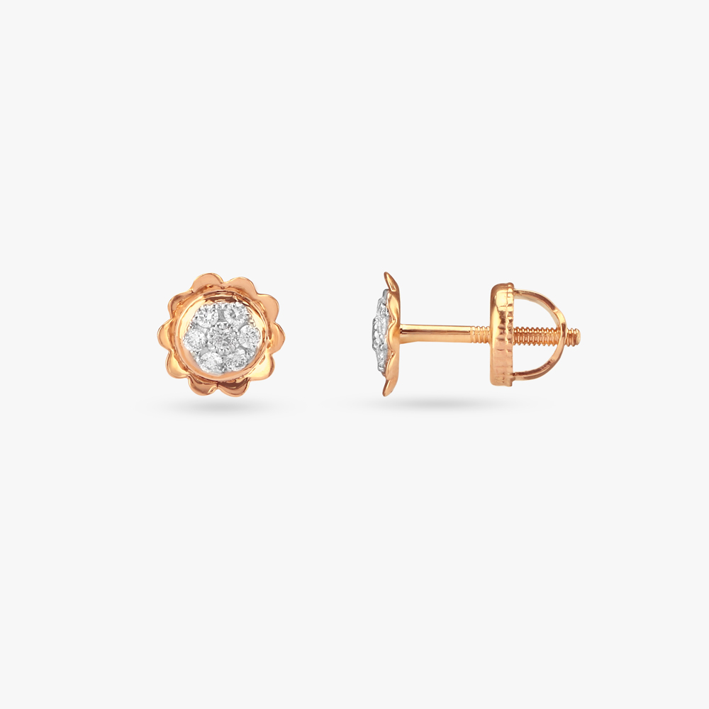 Budding Bloom Diamond Pendant and Earrings set for Kids,,hi-res image number null
