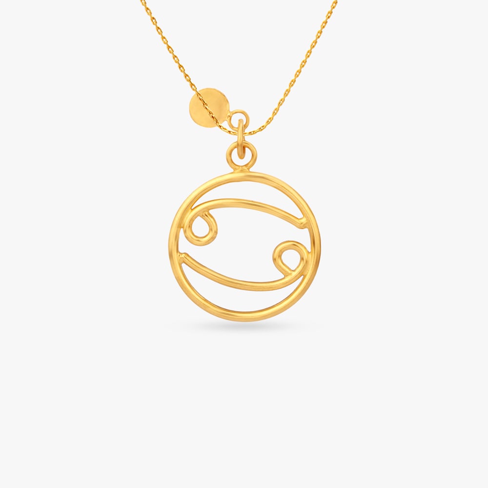 Cancer Circle Gold Pendant,,hi-res image number null