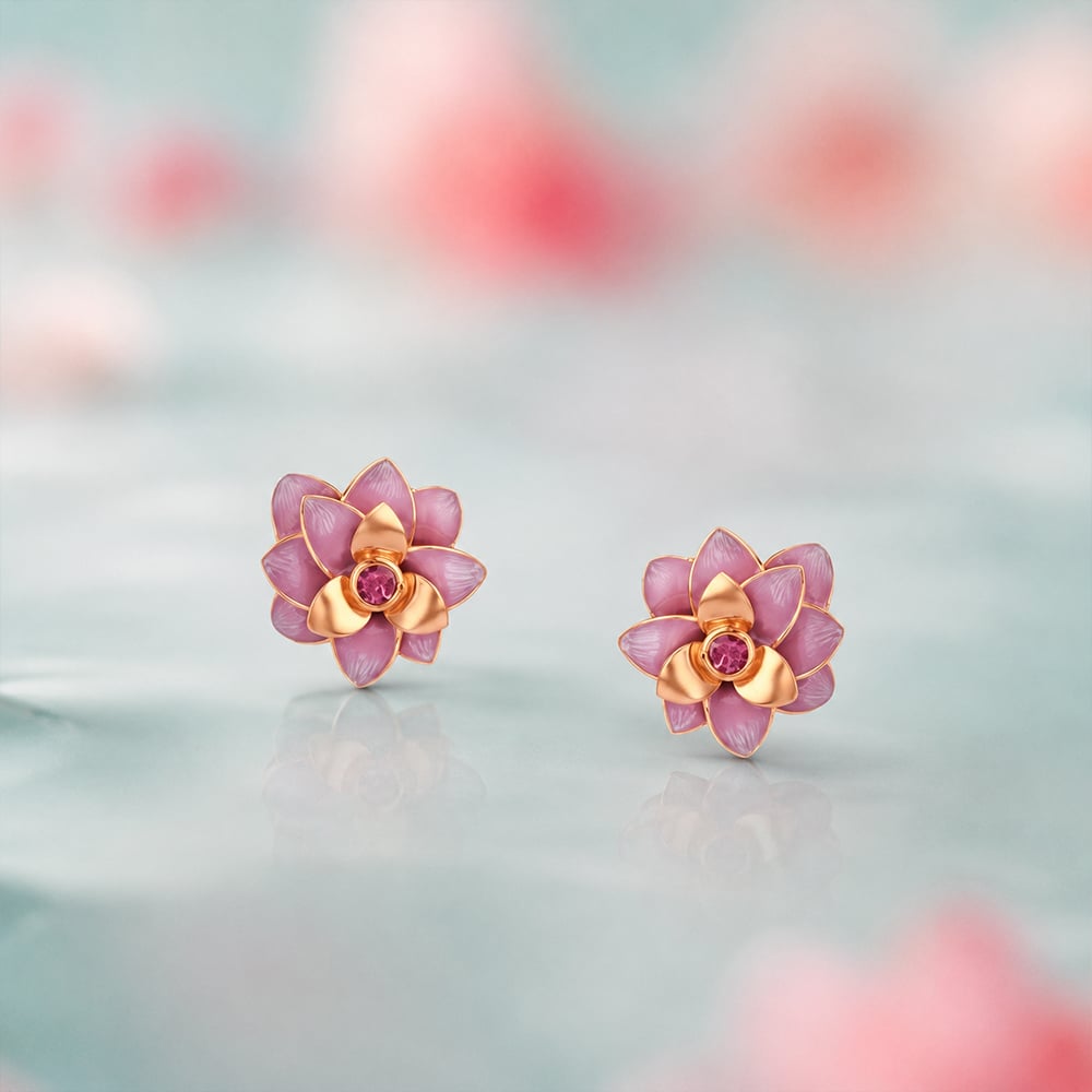 Lotus Reverie Gold Stud Earrings,,hi-res image number null
