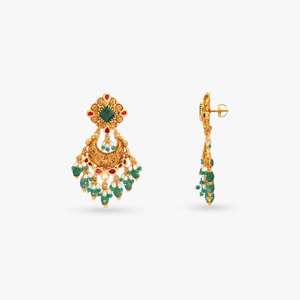 Royal Crescent Gold Drop Earrings,,hi-res image number null