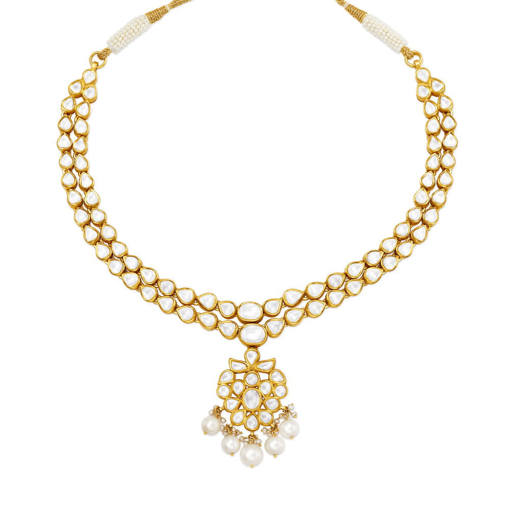 Wondrous Floral Gold Necklace Set,,hi-res image number null