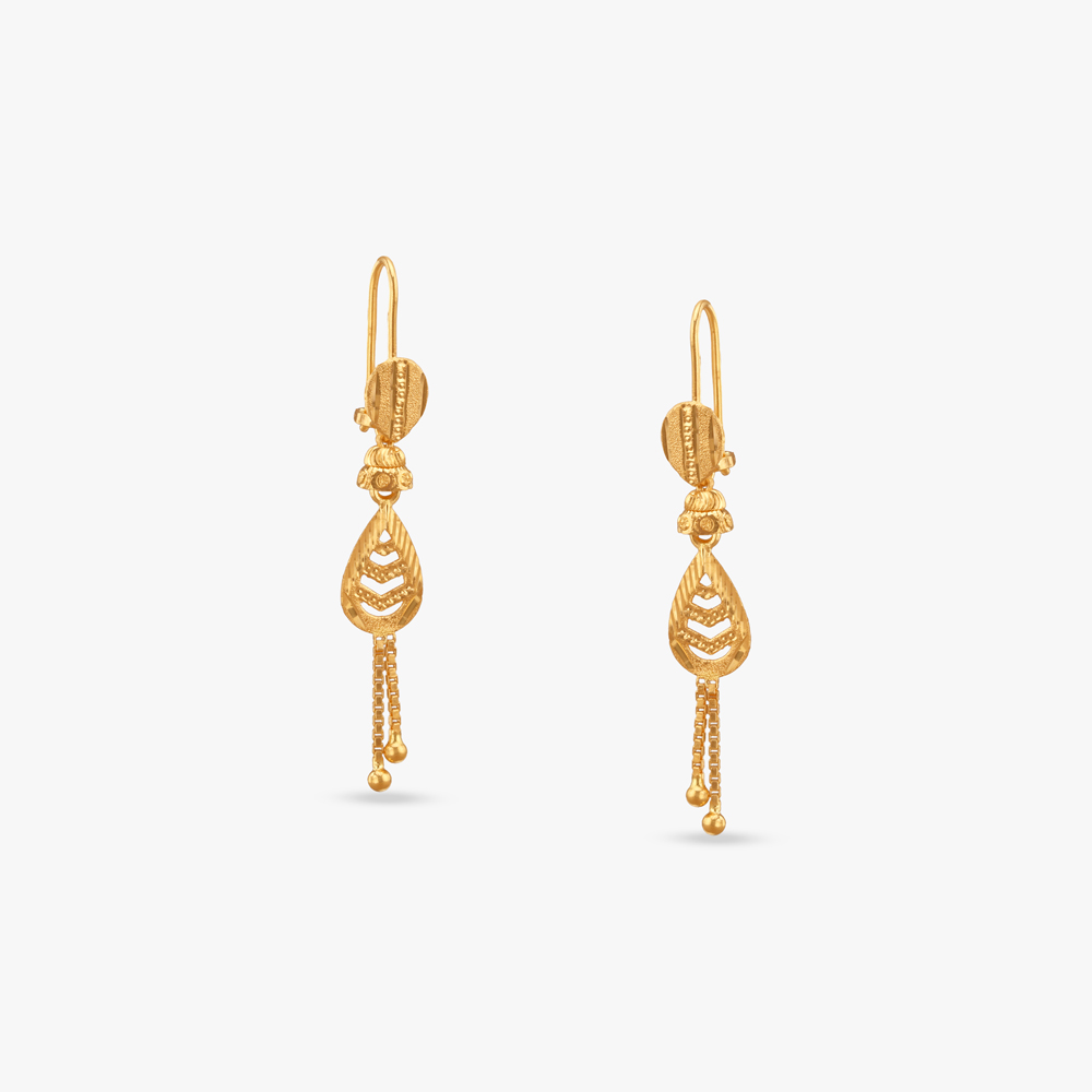 

Chevron Teardrop Gold Hoop Earrings