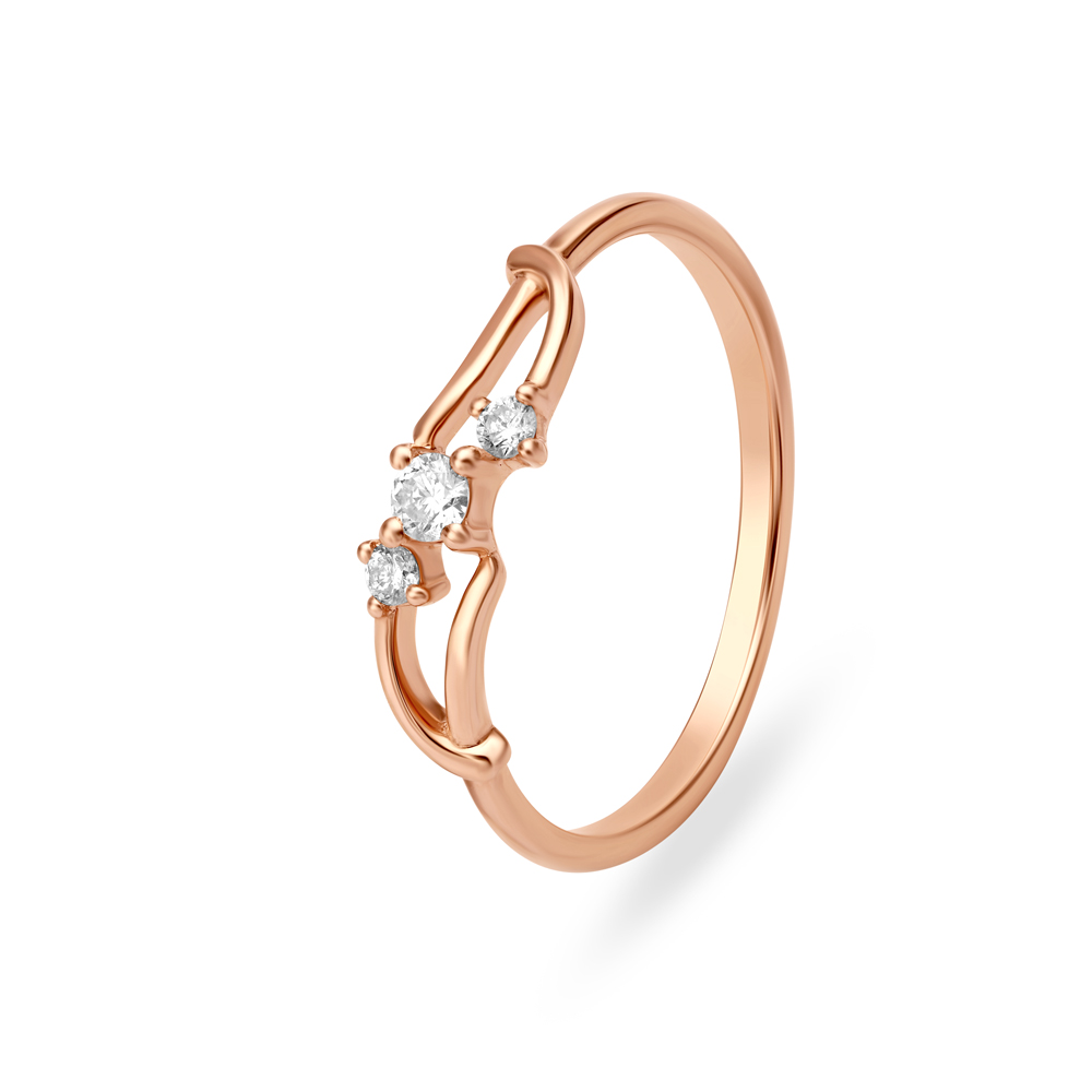 Elegant Rose Gold and Diamond Finger Ring,,hi-res image number null