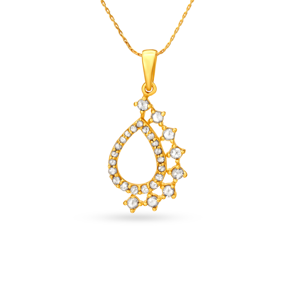 Fancy Teardrop Motif Gold Pendant,,hi-res image number null