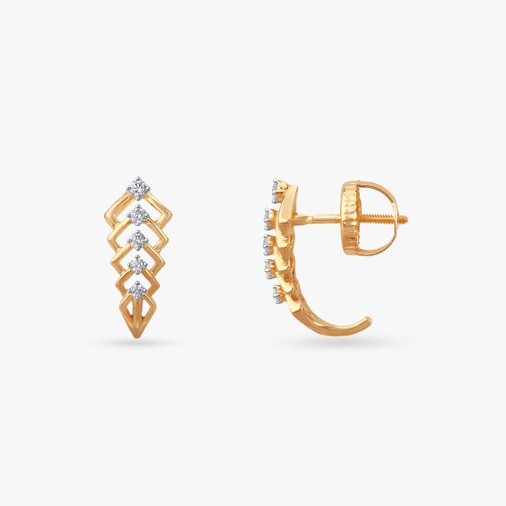 Contemporary Chevron Diamond Hoop Earrings,,hi-res image number null