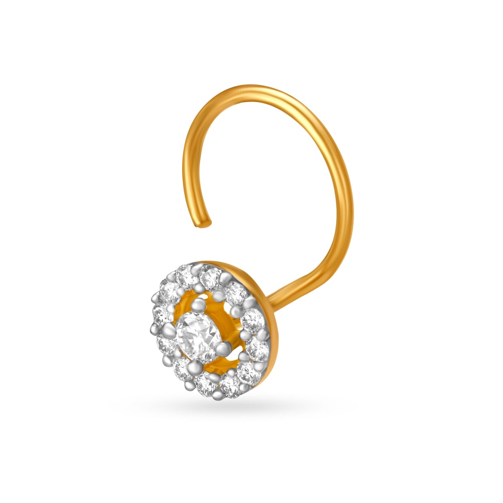 Blingy Round Gold and Diamond Nose Pin,,hi-res image number null