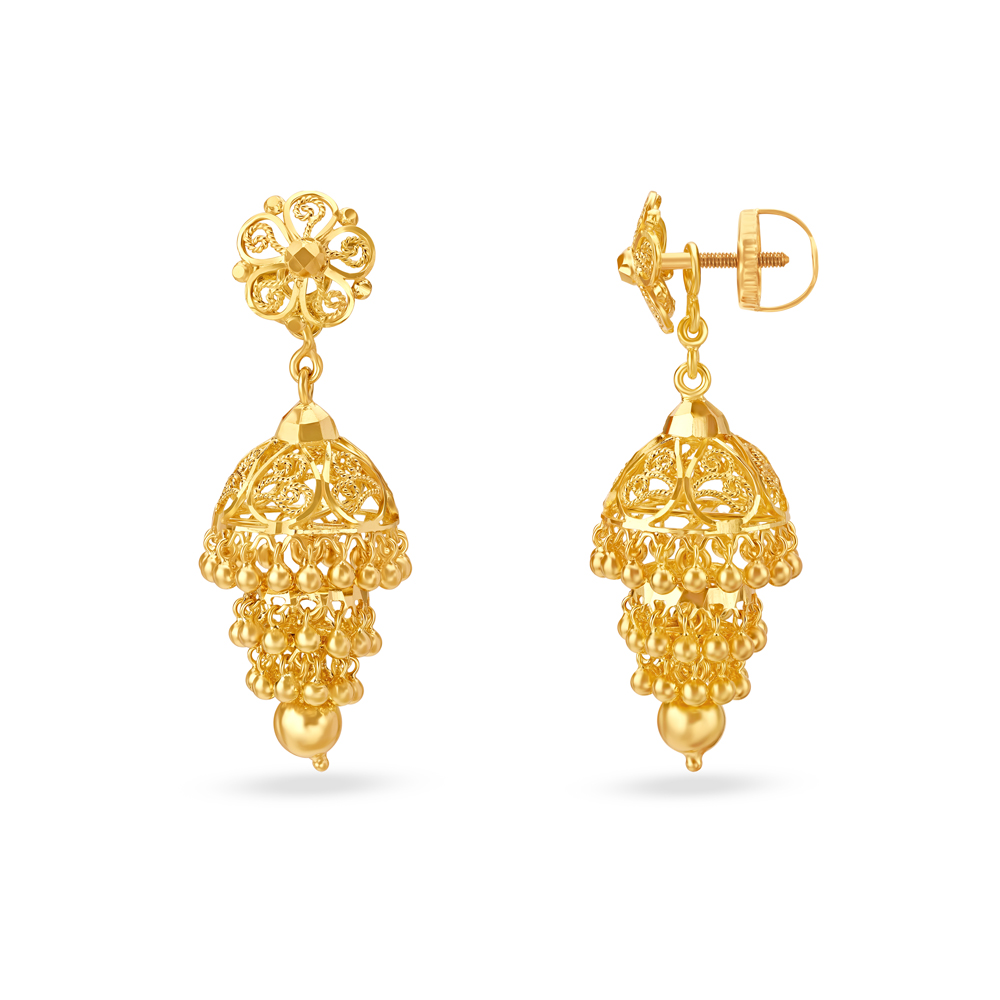 Ornate Floral Jhumkas,,hi-res image number null