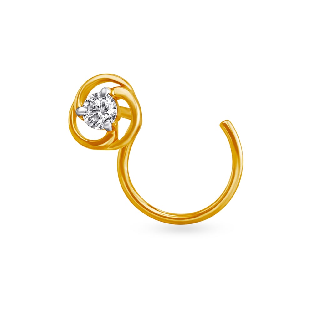 Rosy Diamond and Gold Nose Pin,,hi-res image number null