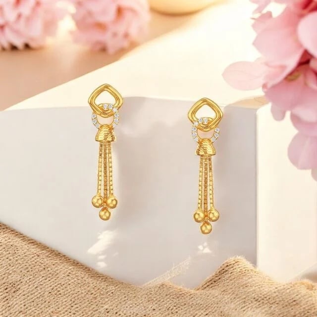 Dazzle Loop Gold Drop Earrings,,hi-res image number null