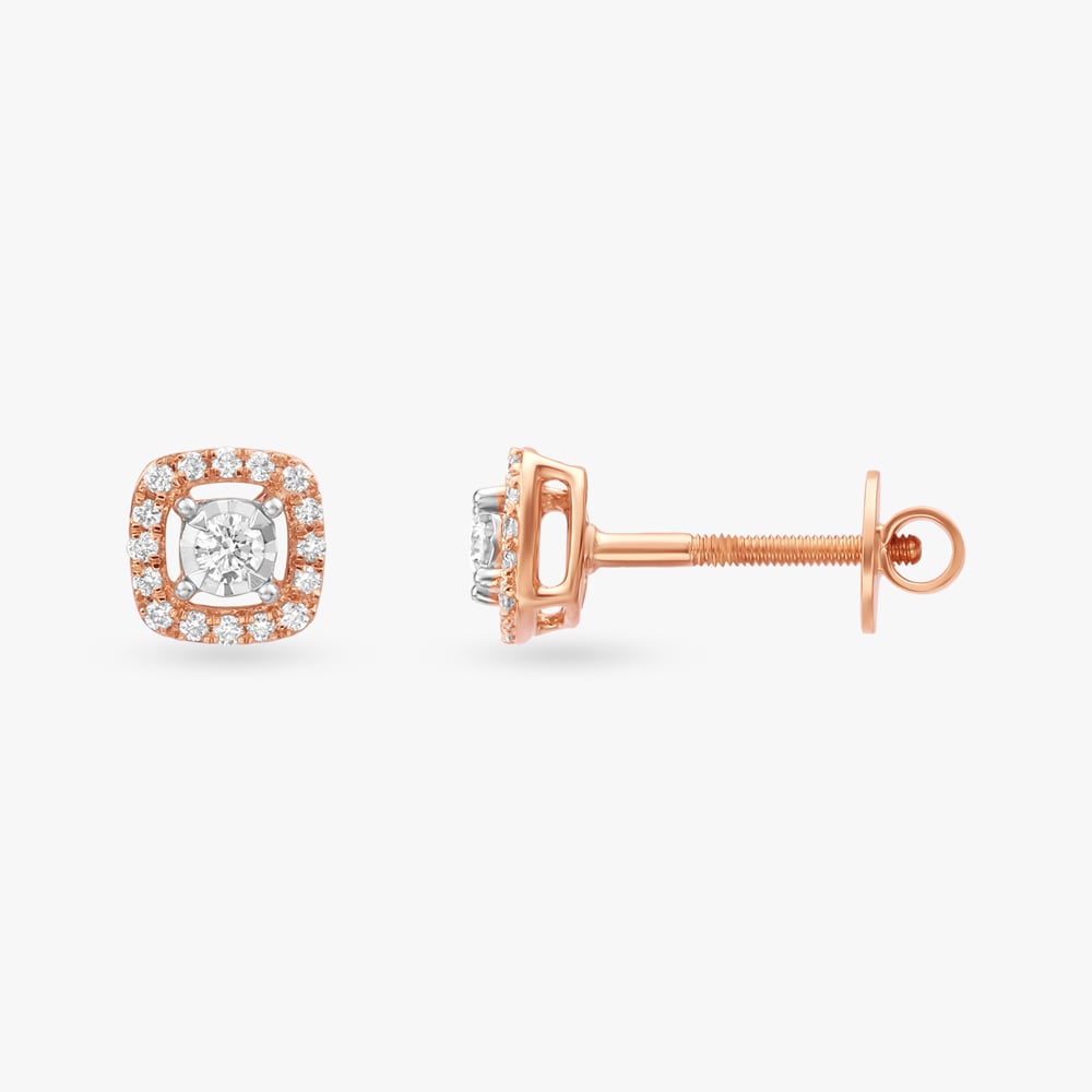 Square Diamond Stud Earrings,,hi-res image number null