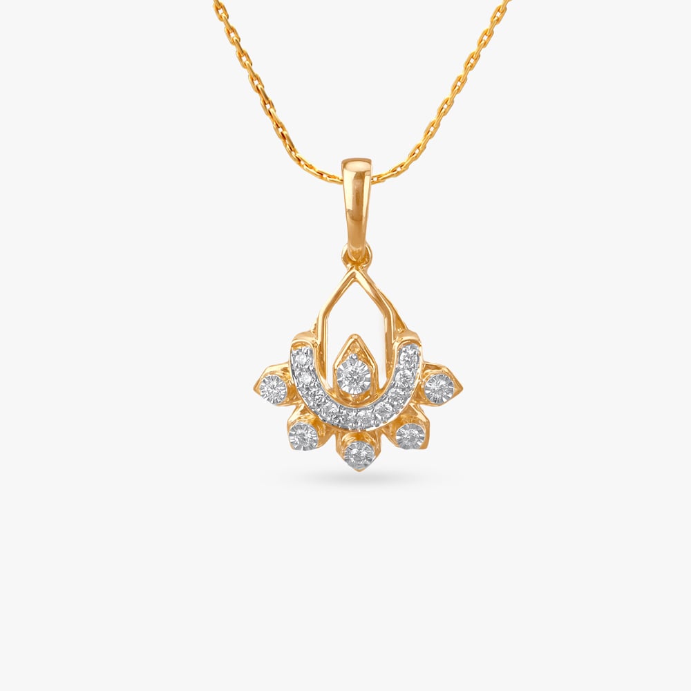 Floral Crescent Diamond Pendant,,hi-res image number null