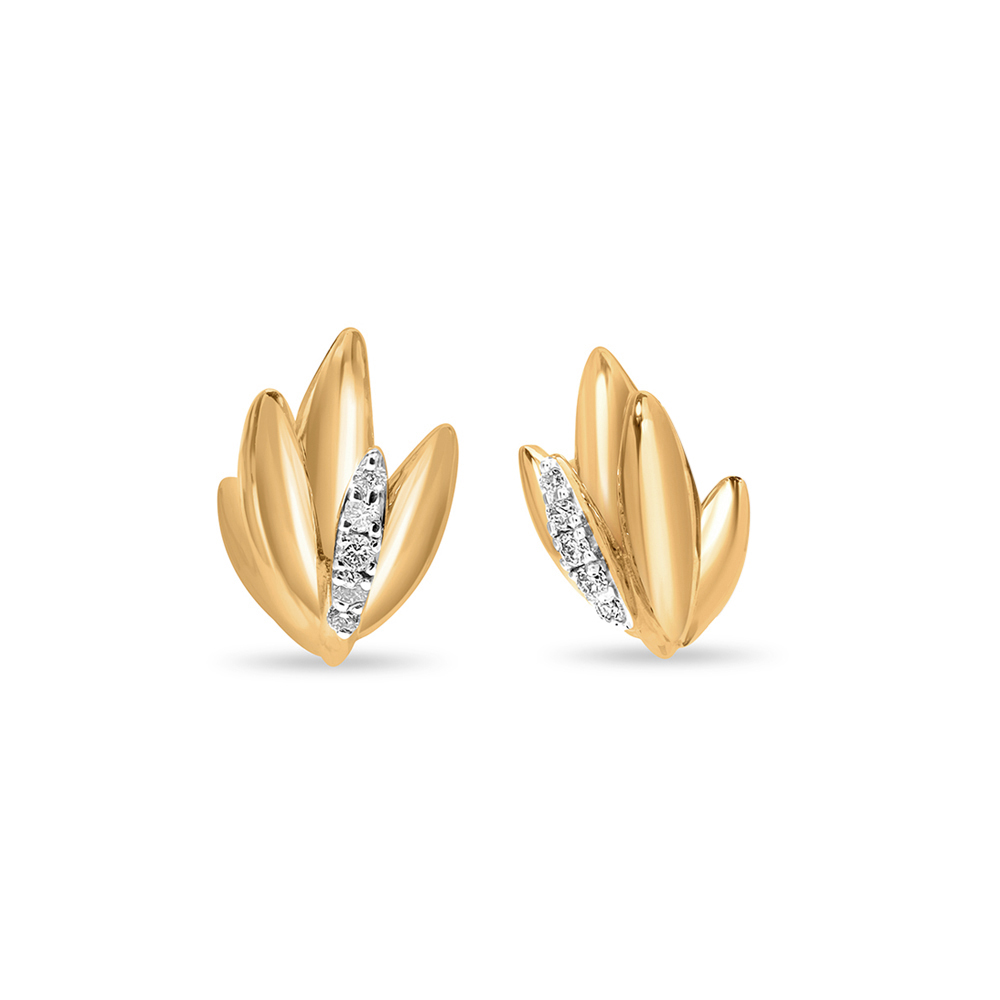 14kt Yellow Gold Dhanteras Inspired Diamond Stud Earrings - Main Image