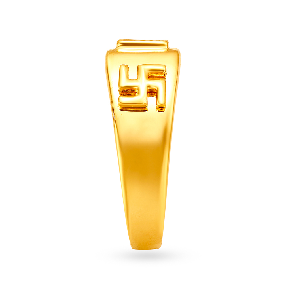 Geometric Gold Swastik Ring for Men,,hi-res image number null