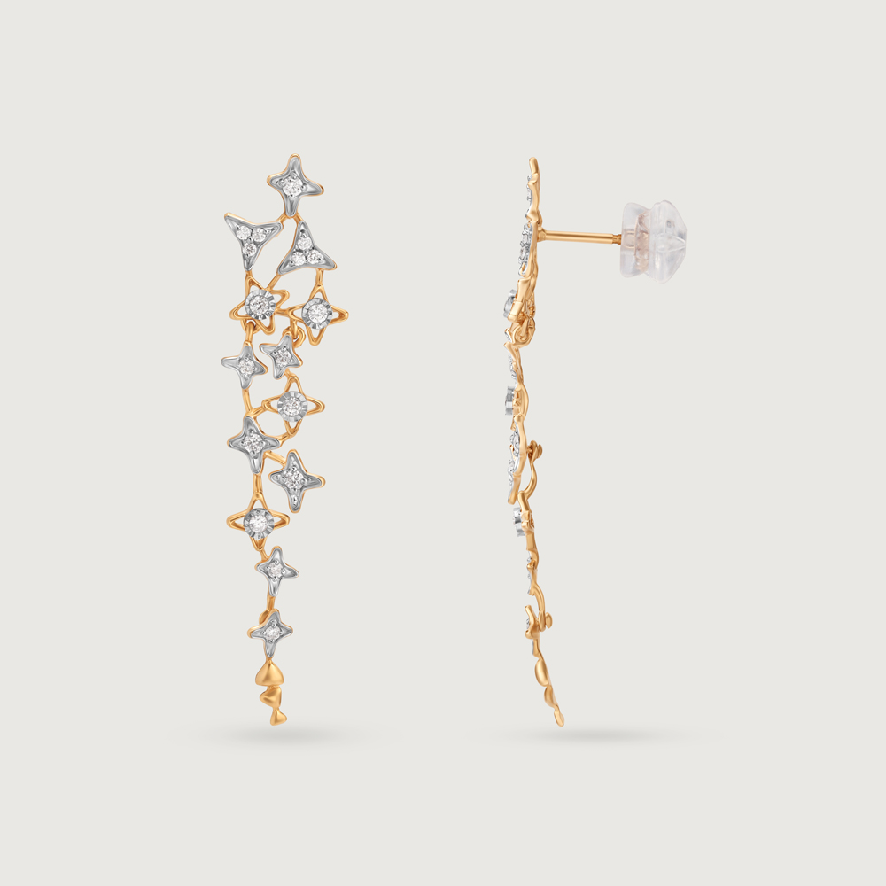 Trailing Stars 14KT Diamond Drop Earrings,,hi-res image number null