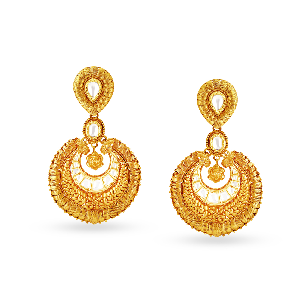 Exotic 22 Karat Yellow Gold And Stone Earrings