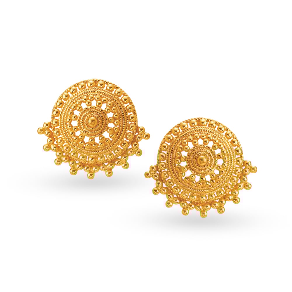 

Artsy 22 Karat Gold Round Stud Earrings