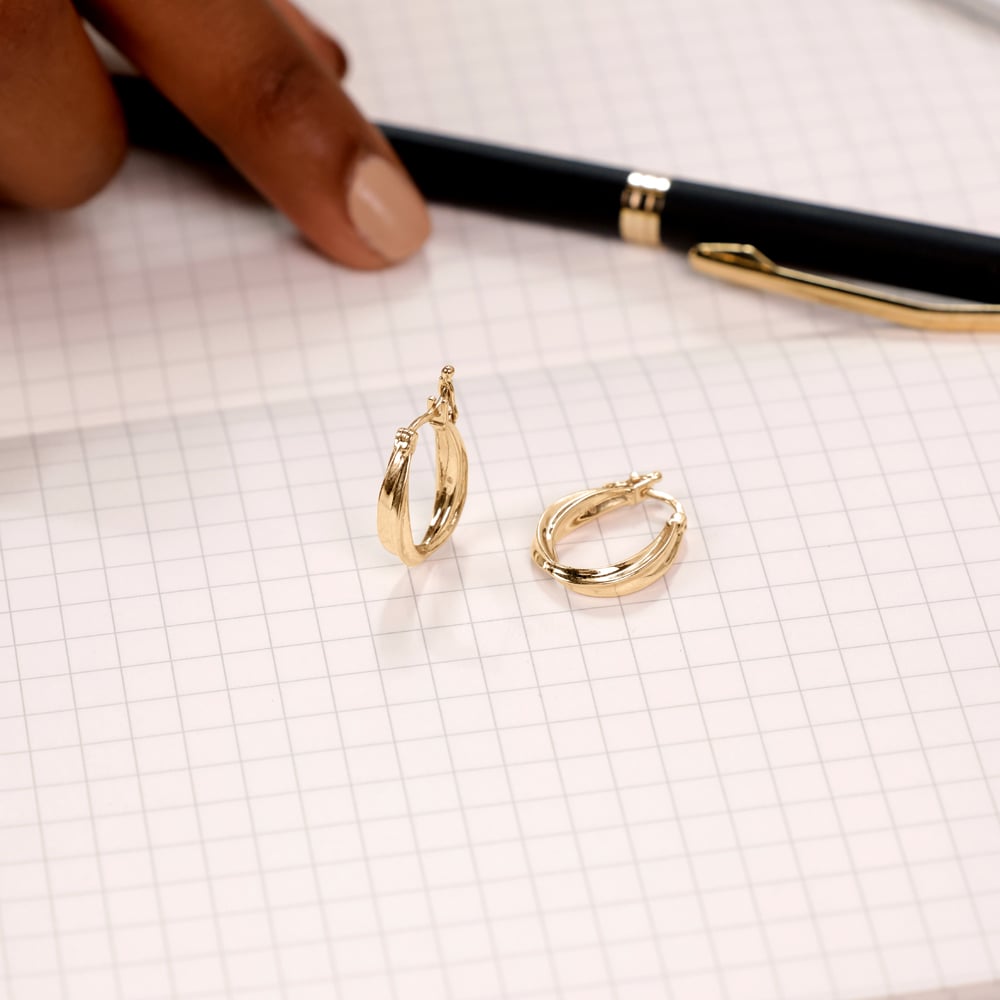 Twisted Oval Gold Hoop Earrings,,hi-res image number null
