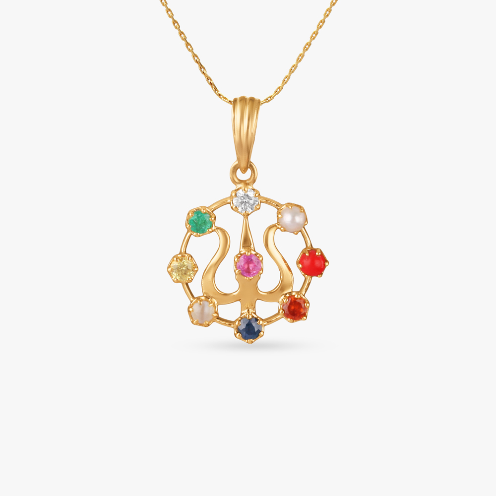 

Trishul Navratna Diamond Pendant