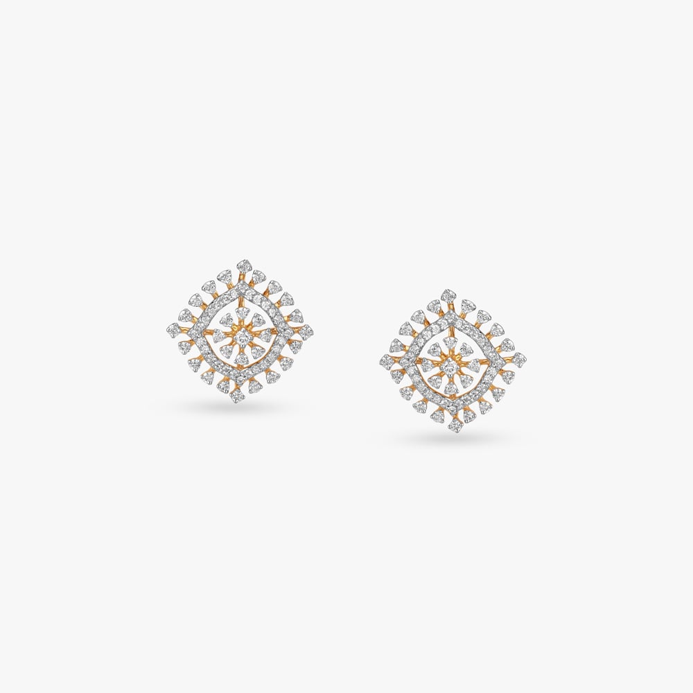 Celestial Grid Diamond Stud Earrings,,hi-res image number null