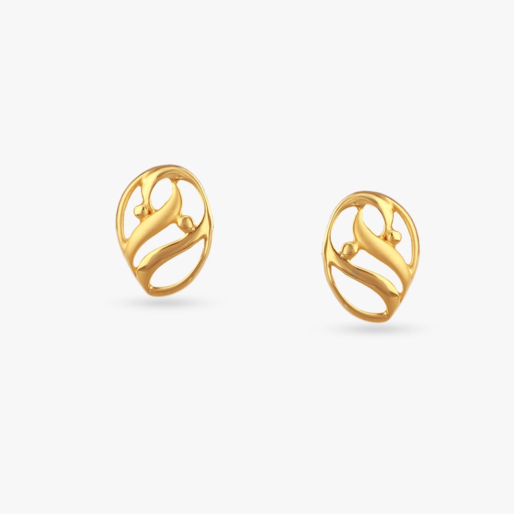 

Twirl Oval Gold Stud Earrings