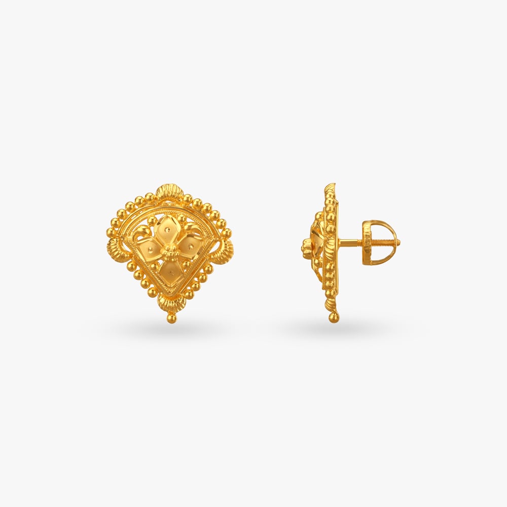 Floral Grandeur Gold Pendant and Earrings Set,,hi-res image number null