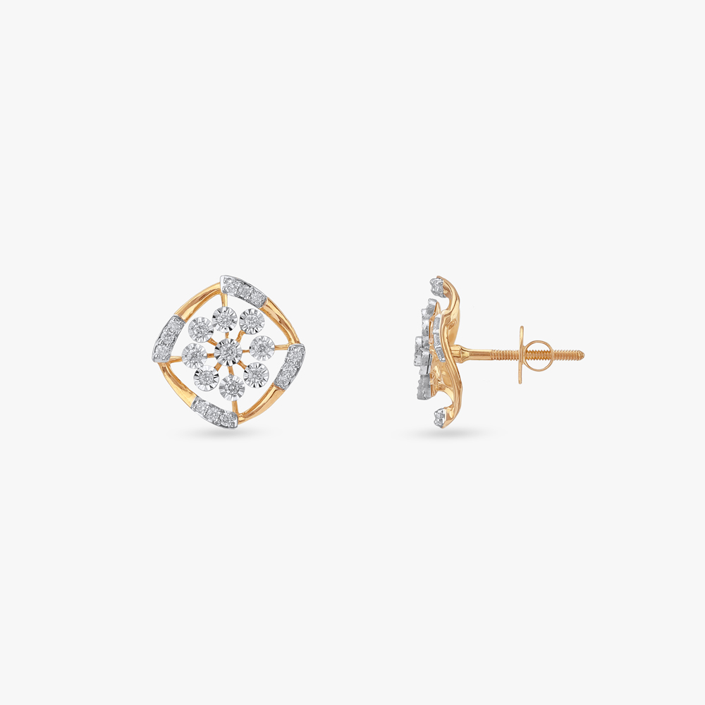 Cushion Bloom Diamond Stud Earrings,,hi-res image number null