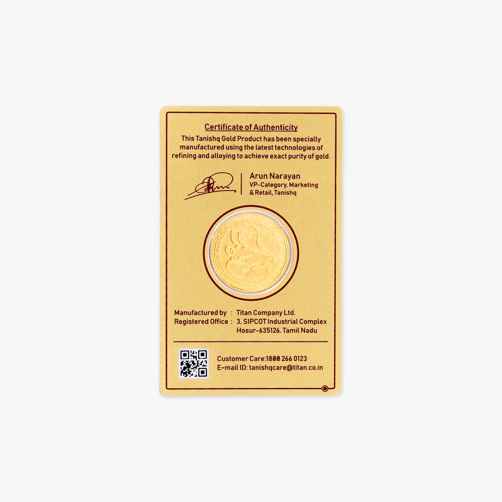 10 gram 24 Karat Gold Coin with Ganesha Motif,,hi-res image number null