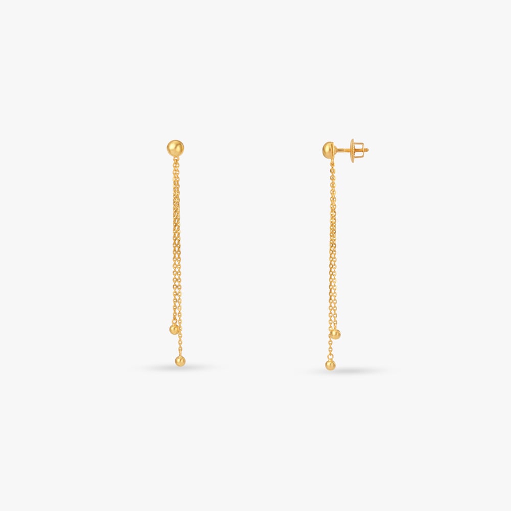 Twin Tassel Gold Drop Earrings,,hi-res image number null