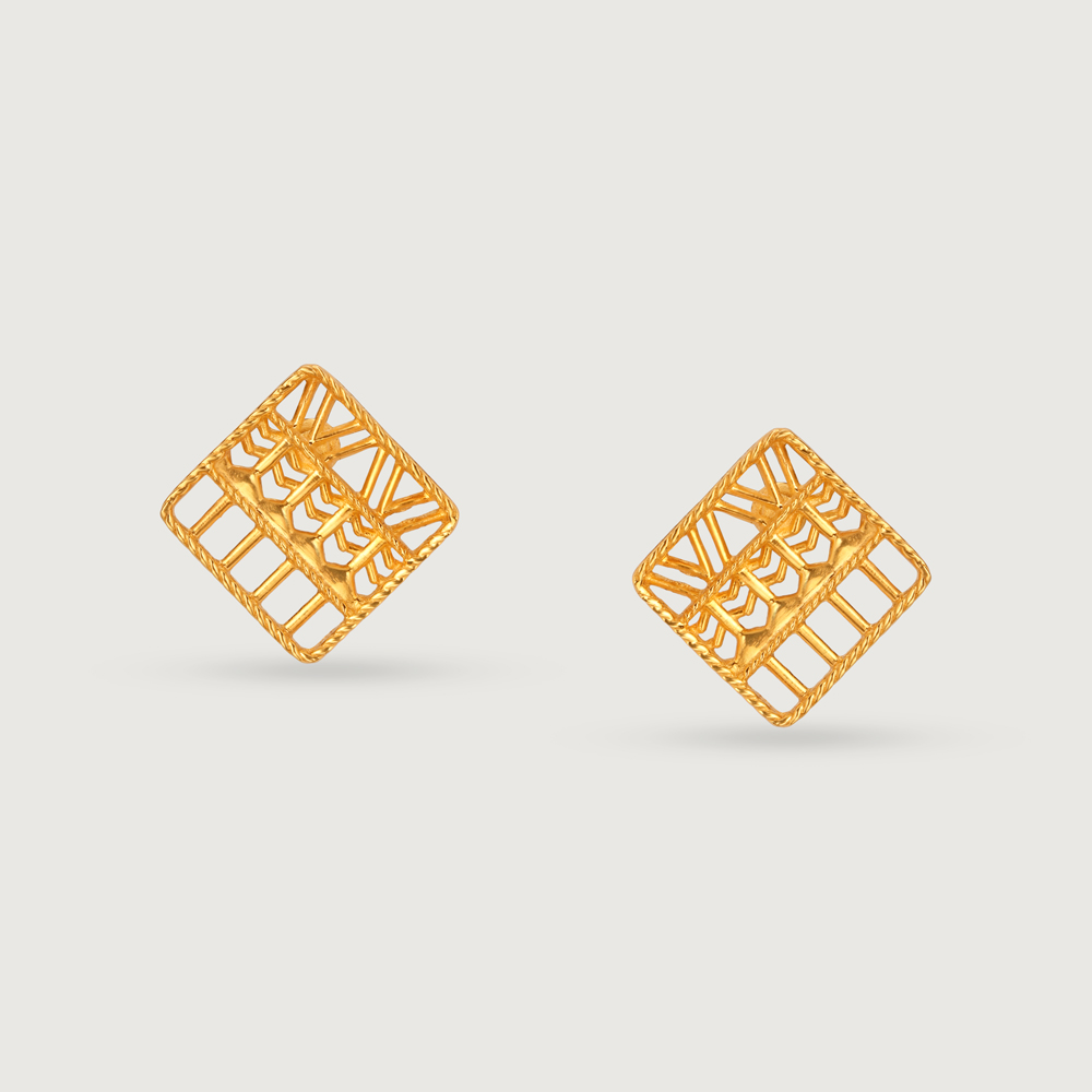 Warli Folklore 22KT Gold Stud Earrings,,hi-res image number null