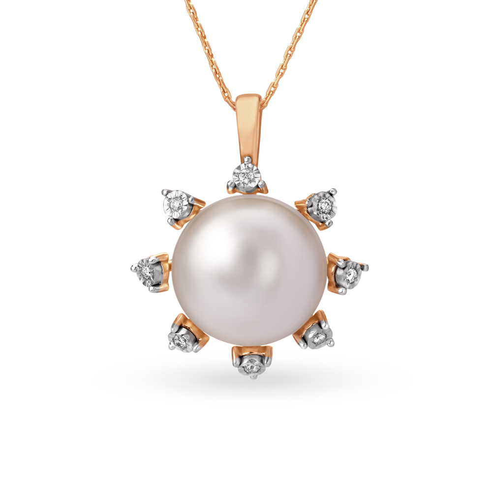 Stunning Sun Inspired Diamond Pendant in White and Rose Gold,,hi-res image number null