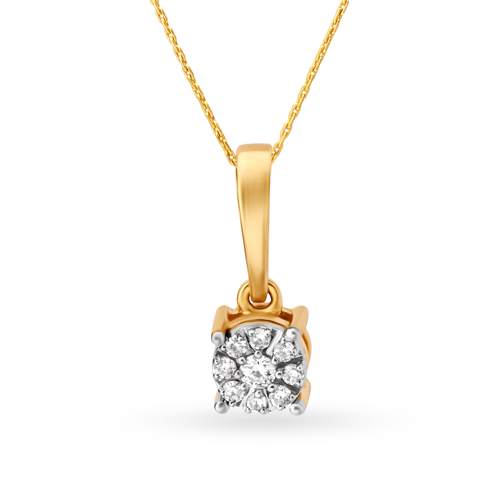 Solitaire Look Diamond Pendant in Yellow and White Gold,,hi-res image number null