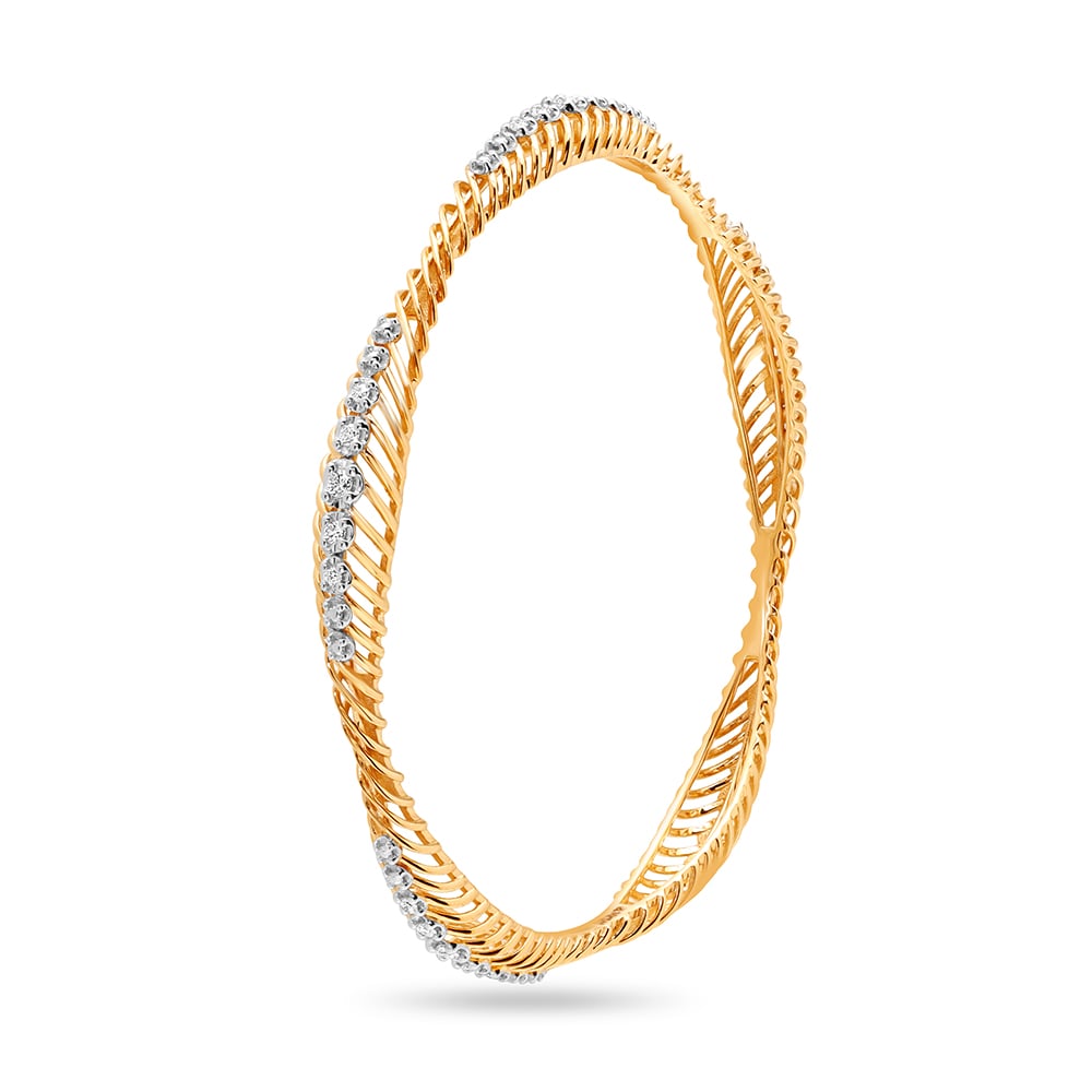 14kt Yellow Gold Slant Line Bangle,,hi-res image number null