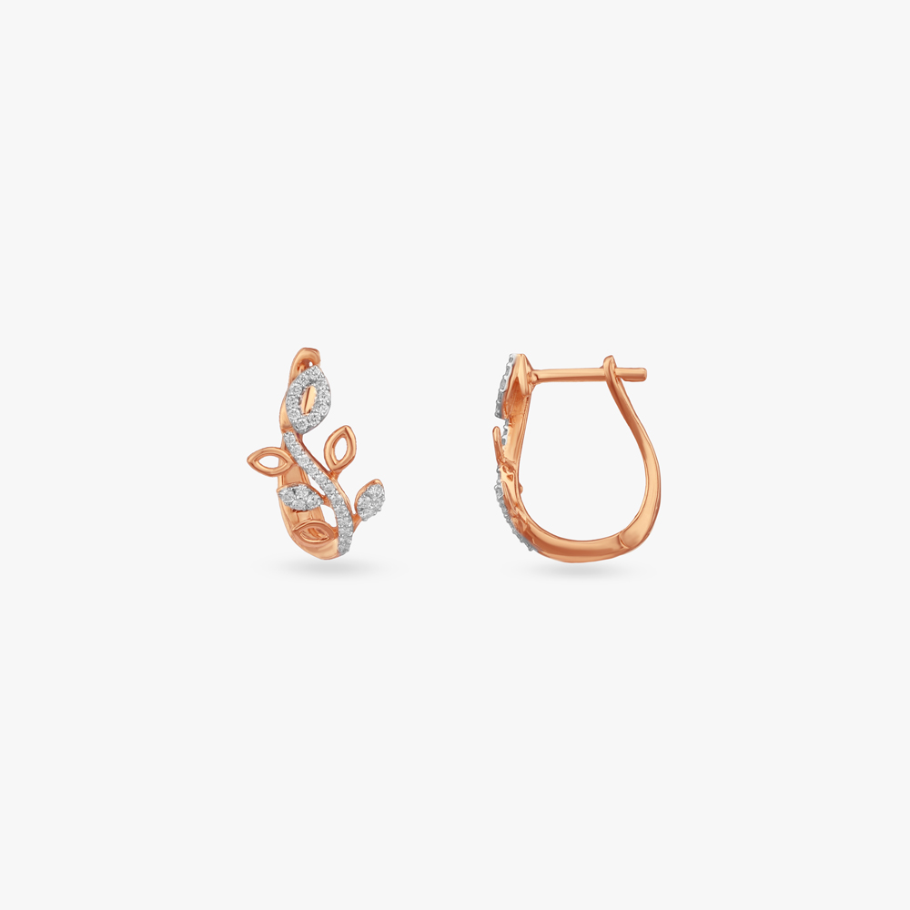 Floral Curl Diamond Hoop Earrings,,hi-res image number null