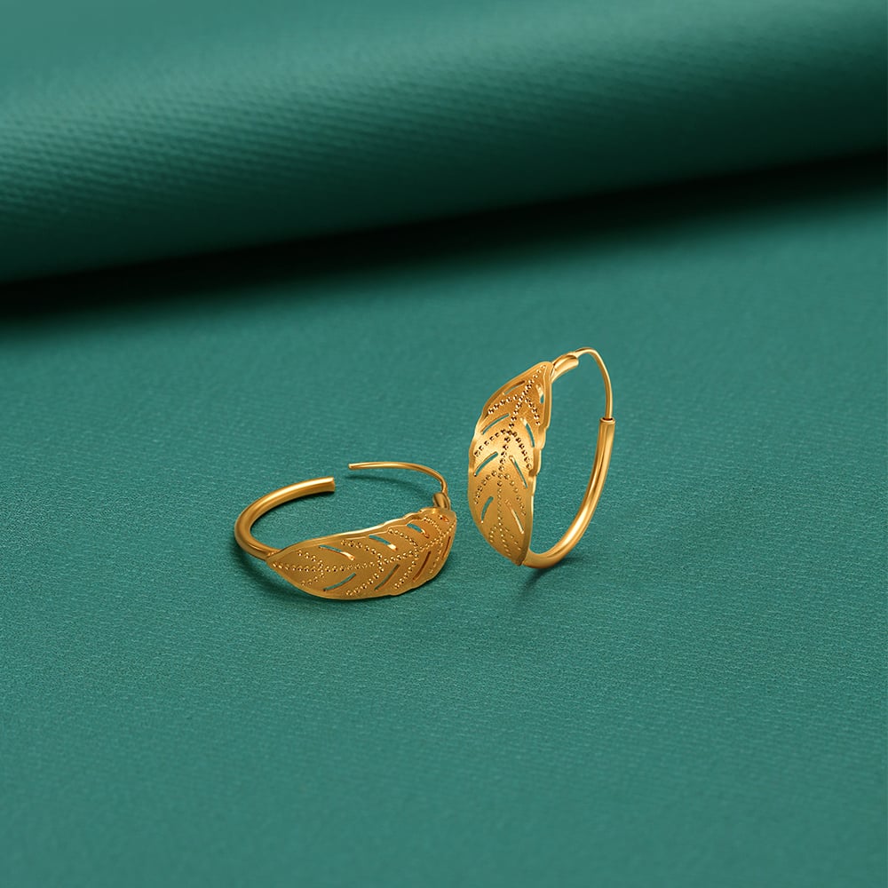 Contemporary Leafy Hoop Earrings,,hi-res image number null