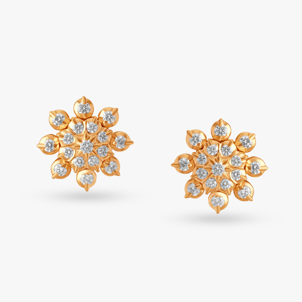 Vivid Floral Diamond Stud Earrings,,hi-res image number null