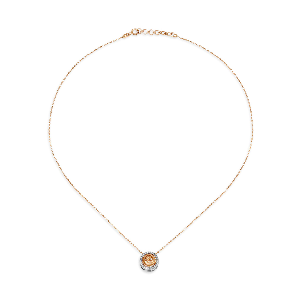14kt White And Rose Gold Diamond Pendant with Chain,,hi-res image number null