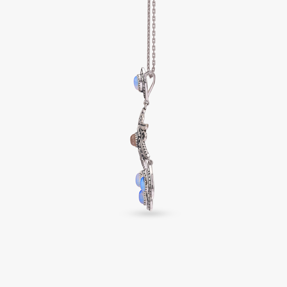 Celestial Bloom Silver Pendant and Earrings Set,,hi-res image number null