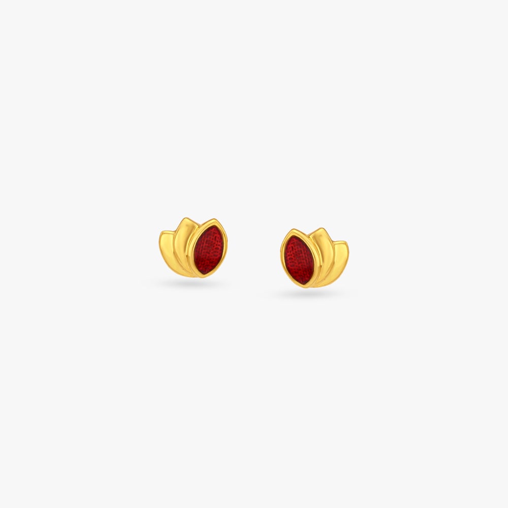 Crimson Muse Gold Stud Earrings for Kids,,hi-res image number null