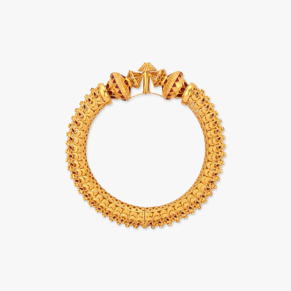 Paisley Pratha Solid Bala Gold Bangles,,hi-res image number null