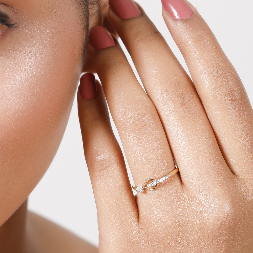 14KT Yellow Gold Captivating Charm Diamond Finger Ring,,hi-res image number null