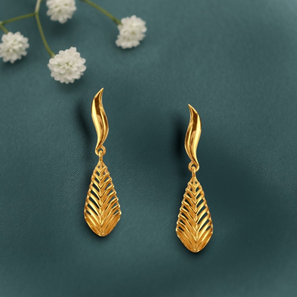 Fern Gold Drop Earrings,,hi-res image number null