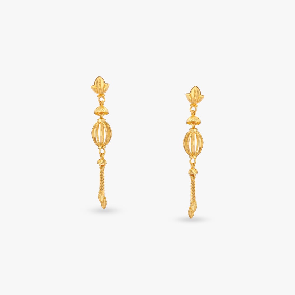 

Floral Bud Gold Drop Earrings