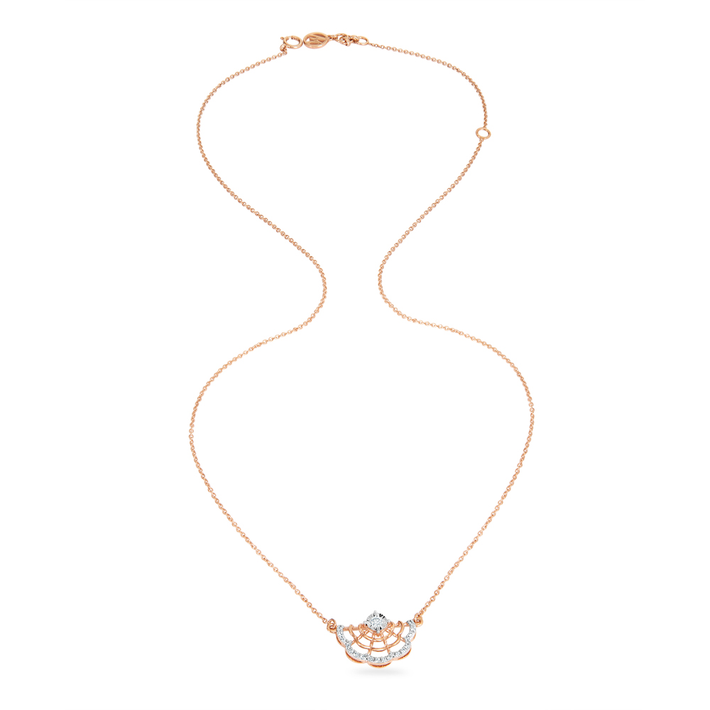 14KT Rose Gold Resplendent Flower Diamond Pendant With Chain,,hi-res image number null