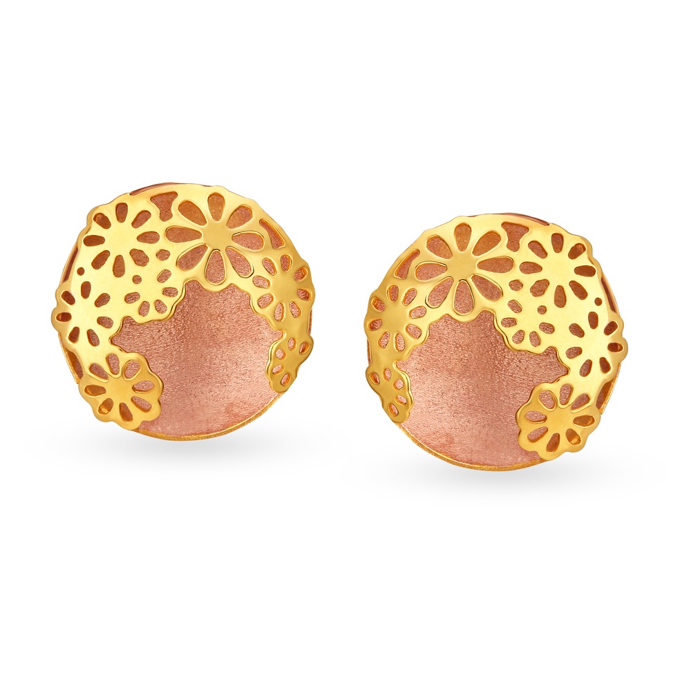 

Unique 22 Karat Yellow Gold Floral Stud Earrings