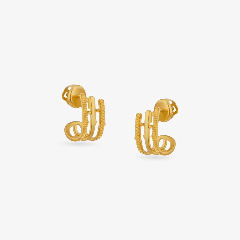 Static Curve Gold Hoop Earrings,,hi-res image number null