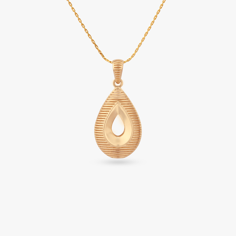 Sculpted Teardrop Gold Pendant and Earrings Set,,hi-res image number null
