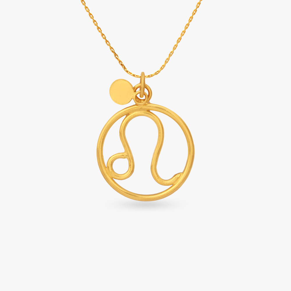 Leo Circle Gold Pendant,,hi-res image number null