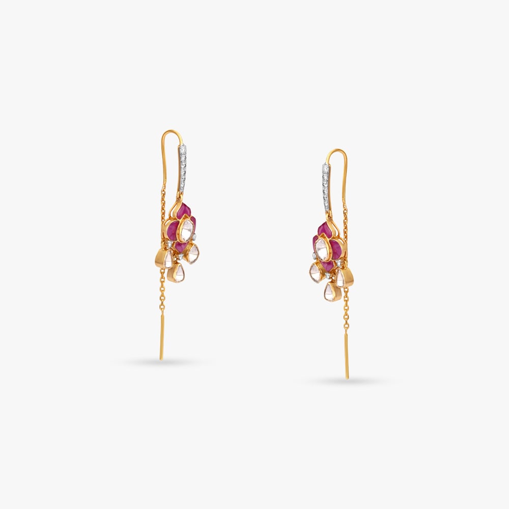 Rosy Cascade Gold Hoop Earrings,,hi-res image number null